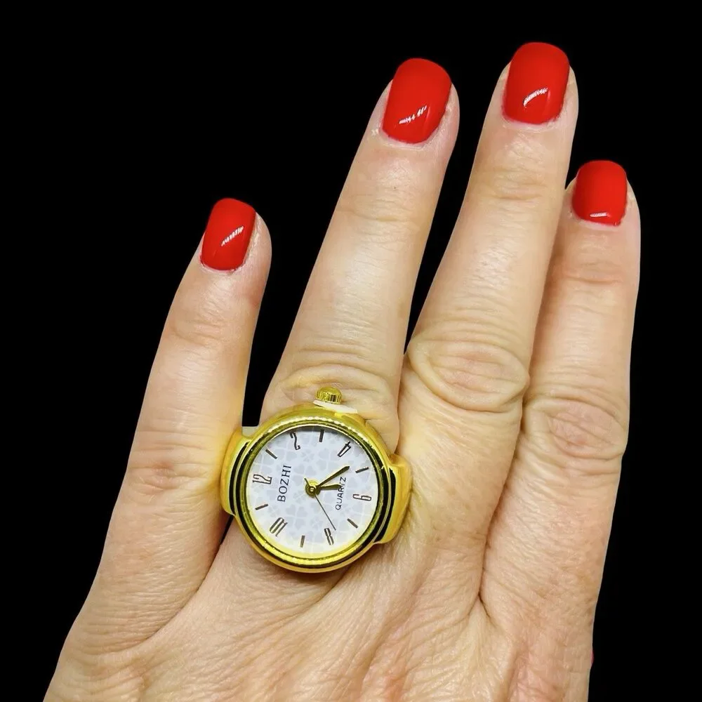 BOZHI Ring Watch Gold Design With Crystals New